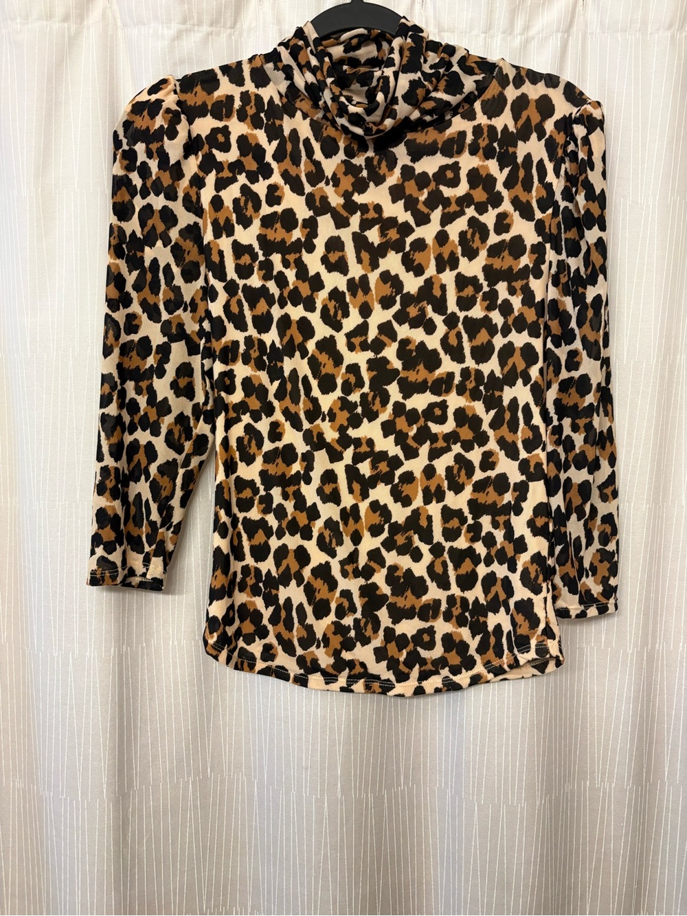 Free People Leopard Mock Neck Long Sleeve Top - Black/Brown/Cream